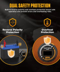 Dual safety protection features including reverse polarity and overheating warnings for coolant boiling point tester.