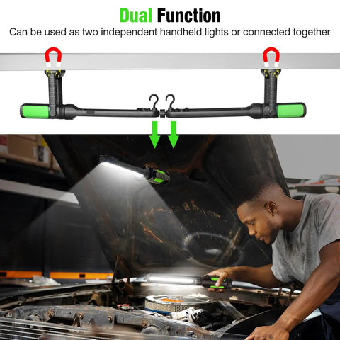 Dope Two In One Magnetic Work Light With 2400 Lumen LED, 4400mAh Rechargeable Battery, Underhood Car Repair, Hooks, Flexible Design