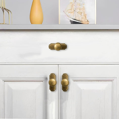 Top Shelf Vintage Aged Antique Brass Cabinet Knobs And Backplates Two Pack With 1.25 Inch Centers For Kitchen Or Bathroom Reno Solid Zinc Alloy Hardware