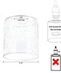Diagram of Four Pack Clear Seeded Glass Shades For Pendant Lights And Chandeliers, showing dimensions and socket ring exclusion.