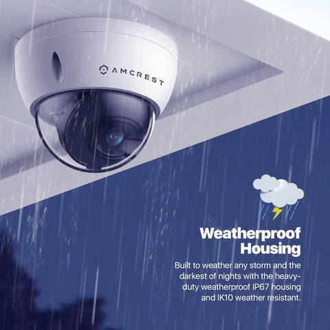 UltraHD 4K Outdoor PoE IP Dome Camera With 112 Degree View, 98ft Night Vision, IP67 Weatherproof, IK10 Vandal Resistant