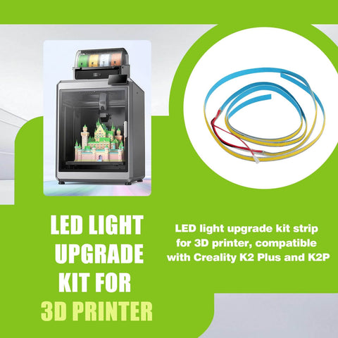 Two Pack LED Light Strip Kit For K2 Plus 3D Printer, 480 LED COB, self-adhesive, 6000K cool white, shown near Creality K2 Plus