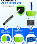 Extendable Interior Windshield Cleaner Tool With Four Plush Microfiber Pads For Streak Free Car And Home Window Detailing That Pulls Double Duty Without Any Sweat cleaning kit with spray bottle and pads.