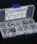Galvanized Serrated Lock Washer Assortment Kit 700 Pcs Toothed Split Washers M3 M4 M5 M6 M8 For Electrical Automotive Marine Use Stays Put Under Vibration in plastic case