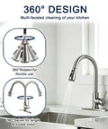 Heavy Duty Kitchen Faucet With Slick Pull Down Sprayer, Lead Free Stainless Steel Sink Tap, 360° design for versatile use.