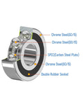 FOCMKEAS 1614-2RS deep groove ball bearing, chrome steel, double rubber seals, 3/8 ID x 1-1/8 OD x 3/8 width, 4 pcs