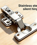 2 Pcs Cold Rolled Steel Hydraulic Cabinet Door Hinges With Soft Close Damper Buffer on wooden surface