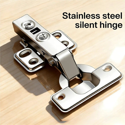 2 Pcs Cold Rolled Steel Hydraulic Cabinet Door Hinges With Soft Close Damper Buffer on wooden surface