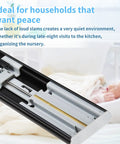 Close-up of Full Extension Drawer Slides Set 10 12 14 16 18 20 22 24 Inch Side Mount Rails, soft-close ball bearing in black finish.