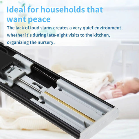 Close-up of Full Extension Drawer Slides Set 10 12 14 16 18 20 22 24 Inch Side Mount Rails, soft-close ball bearing in black finish.