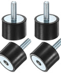 4 Pack Rubber Mounts D20mm X H15mm Vibration Isolators With M5 X 15mm Studs For Air Compressors Motors Pumps Boats And Garage Gear Eliminates Noise And Vibration For Better Performance And Longer Equipment Life, black rubber