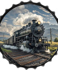 Vintage Steam Locomotive Wall Art Tin Sign, Metal Train Poster For Home Decor, Old School Retro Vibe Railway Themed Wall Decoration