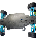 Bottom view of a 1 To 10 Scale Alloy And Carbon D4 AWD Drift RC Car Frame Kit for Electric Touring with 255mm Wheelbase 4WD Drifter.