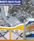Rugged Concrete Crack Filler That Handles Ice Heave Like A Boss Rock Hard Freeze Thaw Sealant With Superior Elastic Flexibility Gray Driveway Restorer All Weather Long Lasting Winter Pavement Care Formula applied to a crack in concrete