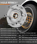 Front Wheel Bearing And Hub Assembly For Toyota Tacoma 2005 2019 4Runner 2003 2016 FJ Cruiser 2007 2009 Hilux 2005 2017 6 Lug 2WD ABS 950 004 2 Pack Premium Quality Replacement For Long Life And Smooth Performance, shown in a side view mounted on a vehicle wheel.