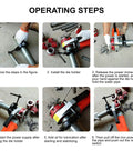 Step-by-step guide for using Rock Solid Electric Pipe Threader Handheld Threading Machine 110V with six swappable dies.