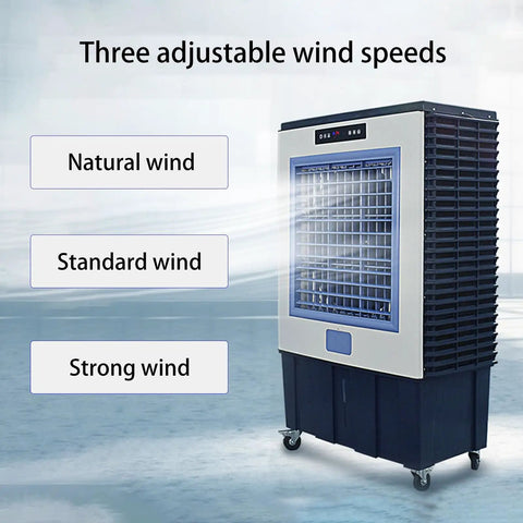Beat The Heat Portable Swamp Cooler With Deep Water Tank offering three adjustable wind speeds for effective cooling.