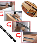 Installation diagram of Heavy Duty Drawer Slide Rails With Secure Locking System And Detachable Under Desk Keyboard Tray.