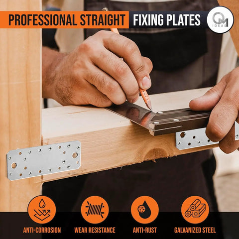 Heavy Duty Flat Joining Plates With Perforated Braces For Timber Wood And Metal Galvanized Steel Fixing Repair Connector 10 Pack Built Tough Workhorse Straight Brackets Pro Setup