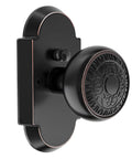 Antique Privacy Door Knob With Push Button Lock For Bedroom And Bathroom, vintage zinc alloy in oil rubbed bronze, side view.
