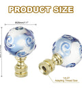 Blue Glass Ball Lamp Finial Cap For Lampshade Harp Top With Quarter Inch By Twenty Seven Thread, size 50x28mm
