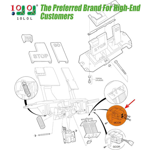 Diagram of MCOR Throttle Potentiometer Replacement for Club Car Precedent with labeled components