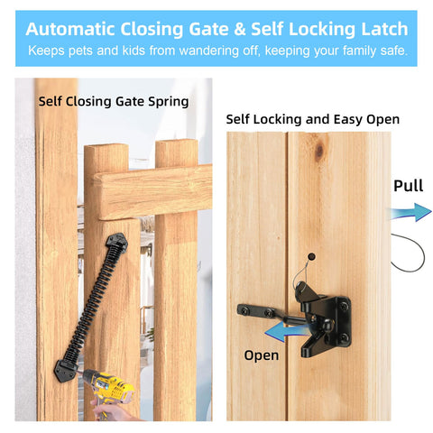 No Sag Gate Kit With Self Closing Hinges And Corner Brackets For Outdoor Garden Backyard Wooden Fence Deck Porch Gate Hardware