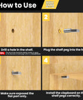 How to use Heavy Duty 100 Pack Stainless Steel Shelf Pins With Polished Nickel Finish for cabinet installation steps.