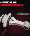 Heavy Duty Three Piece Engine Mount Bracket Set No Drama Fix for one point four turbo and one point six turbo and two point zero liter engines, featuring a motor and transmission mount.