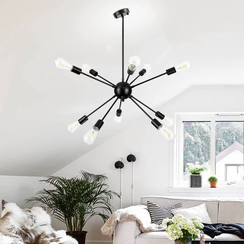 Sputnik Style 10 Light Ceiling Pendant Sleek Dope Modern Industrial Vintage Hanging Lights With Adjustable Height