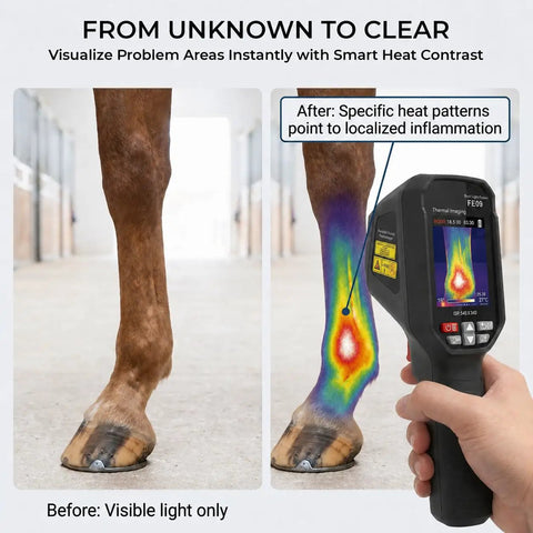 Equine Infrared Thermal Imaging Camera For Horses, Handheld Health Monitor With 240x240 Resolution, horse leg heat map
