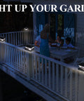 Lit 11 Pack Solar Post Cap Lights Warm White LED Outdoor Lighting For Fence Posts 4x4 Waterproof IP65 illuminating porch