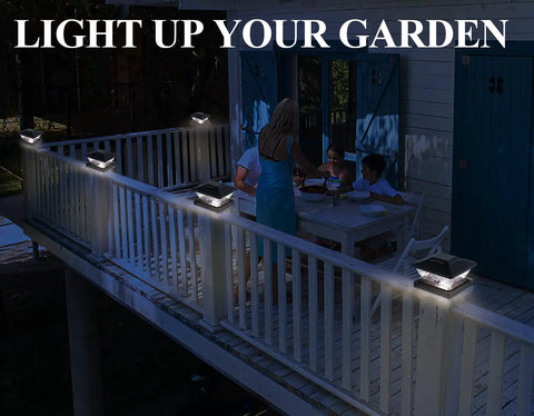 Lit 11 Pack Solar Post Cap Lights Warm White LED Outdoor Lighting For Fence Posts 4x4 Waterproof IP65 illuminating porch