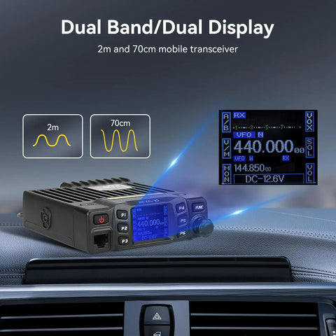 Dual Band Ham Radio for Mobile Base Station With Rotatable LCD Display Chirp Compatible Dual Speaker Audio 2 Meter And 70