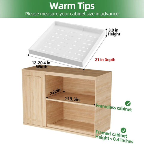 Super Slick Slide Out Cabinet Organizer Baskets For Kitchen Pantry And Under Sink Storage Extra Deep Twenty One Inch Expandable Four Pack dimensions with tips.