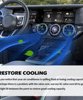 Car dashboard with visible airflow, illustrating the 33 Piece Car AC Valve Core Kit DIY Friendly With High And Low Pressure Caps Valve Stem Cores Removal Tool And R134A R12 Compatible AC Tools To Restore Cooling And Prevent Leaks.