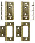 Rock Solid 4 Pack Non Mortise Door Hinges Bronze Finish Heavy Duty Bifold Cabinet Hardware includes four bronze hinges and screws.
