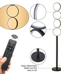 72W Dimmable LED Floor Lamp With Remote Control, Modern Black Standing Lamp for living room, remote and lamp details