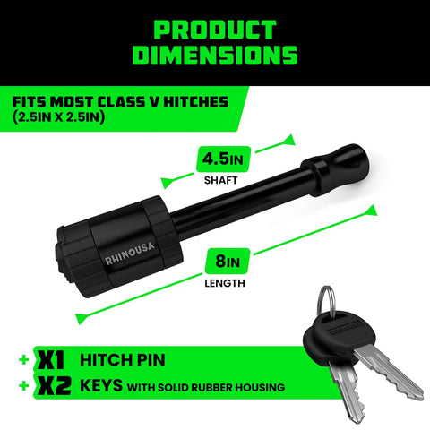 2.5 Inch Trailer Hitch Pin With Locking Receiver For Class V Hitches Heavy Duty Solid Steel Anti Theft And Weatherproof Build Keeps Your Rig Locked Down Tight Against Thieves And Rough Trails