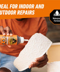 Brown Waterproof Polyurethane Glue 8 Oz Heavy Duty All Purpose Adhesive That Expands Into Materials For A Beastly Ultra Strong Bond On Wood Metal Ceramic And More being applied to a white textured surface for repairs.