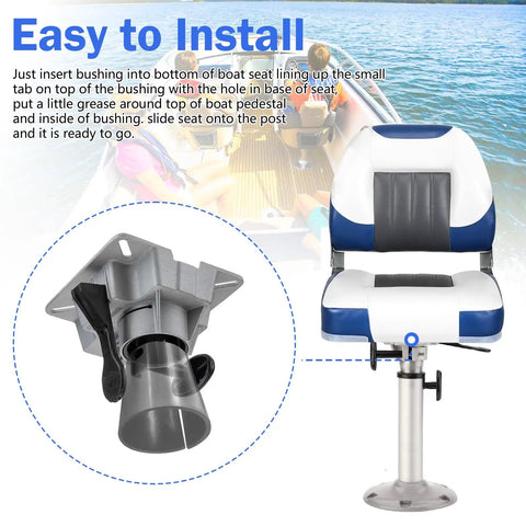 Trac-Lock Bushing Swivels Replacement for Springfield Two Seven Eighths Inch Pedestal Seats Keeps Your Boat Seat Locked In From Rotating Clamps Tight Two Pack Marine Hardware installed on boat seat pedestal