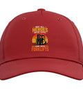 Red Forklift Operator Adjustable Baseball Hat for Warehouse Crew Printed Cap for Forklift Drivers, front view