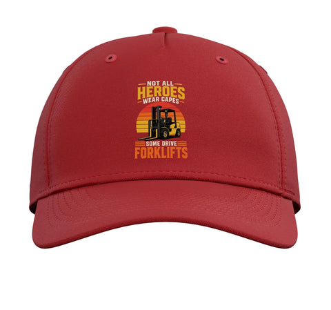 Red Forklift Operator Adjustable Baseball Hat for Warehouse Crew Printed Cap for Forklift Drivers, front view