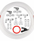 Fridge Water Line Kit 32.8 ft One Quarter Inch OD NSF Certified LLDPE Tubing With Twelve Push To Connect Fittings Plus Two Meter Red Wastewater Pipe And Cutter For Ice Makers Water Filters And RO Systems