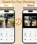 Comparison of video quality on smartphones showing 2K FHD Wireless Doorbell Camera with 180 Degree Head To Toe View No Sub Fees