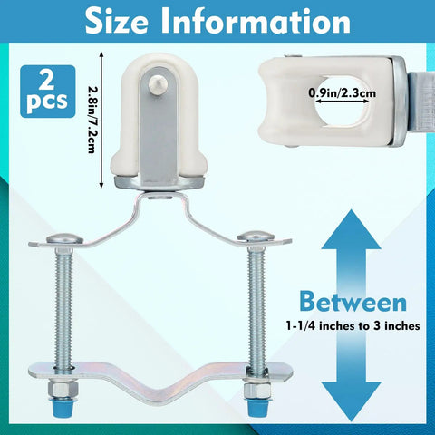 Two Pack Heavy Duty Wire Holder With Adjustable Porcelain Head And Steel Clamp For Pipe Or Pole, Size Information