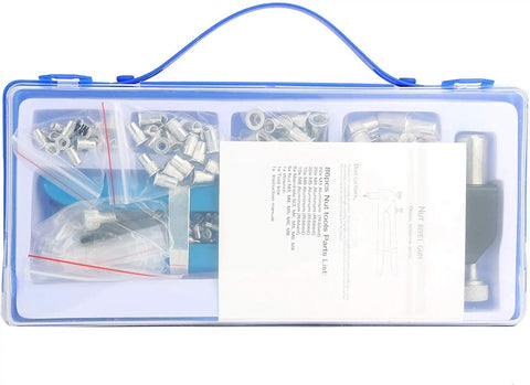 191 Piece Heavy Duty Blind Rivet Nut Kit Set With Pro Grade Rivet Nut Gun And 185 Piece Metric Nuts M3 M4 M5 M6 M8 in storage case.