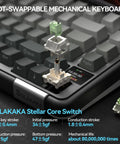Hella Smooth Tri Mode Wireless Mechanical Keyboard With Smart Lcd Panel And Twist Knob, showing SOLAKAKA Stellar Core Switch.