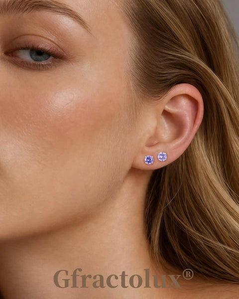 Zero Irritation G23 Titanium Flatback Earrings With Dazzling Cubic Zirconia Studs For Sensitive Ears And Fresh Piercings Butter Smooth Hypoallergenic 5Mm Jewelry worn by a woman.