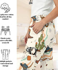 Women Western Cowboy Print Scrubs Set With Deep Multi Pocket Elastic Waist Healthcare Uniforms For Nurses And Dental Assistants Designed For Go Getter Days And Ride Or Die Comfort, showing elastic waist and side pocket detail.